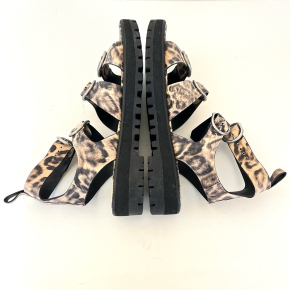 ALLSAINTS Raquel Gladiator Leopard Print Leather Strap Buckle Open Sandal Sz 40 - Picture 9 of 13